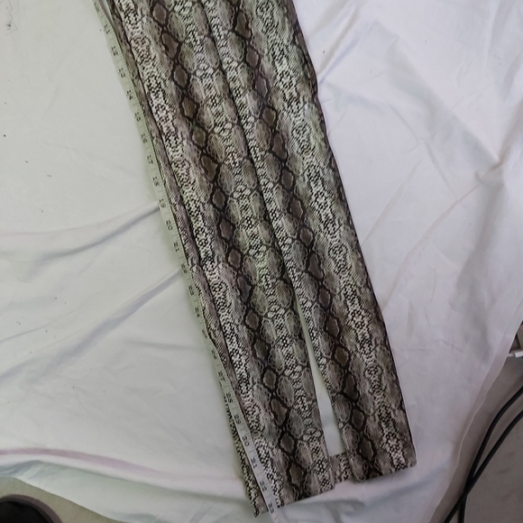 Prettylittlethings Grey Snake Faux Leather Split Hem Straight Leg Pants - Picture 9 of 11